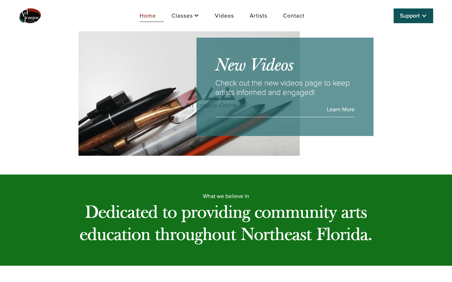 Art League of Jacksonville original homepage