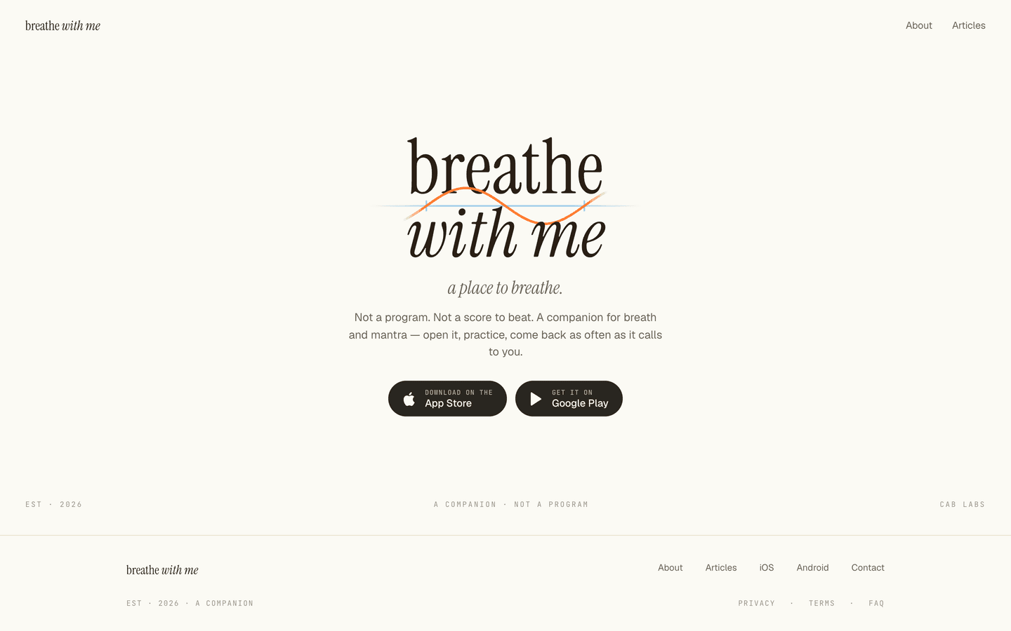 Breathe With Me homepage screenshot