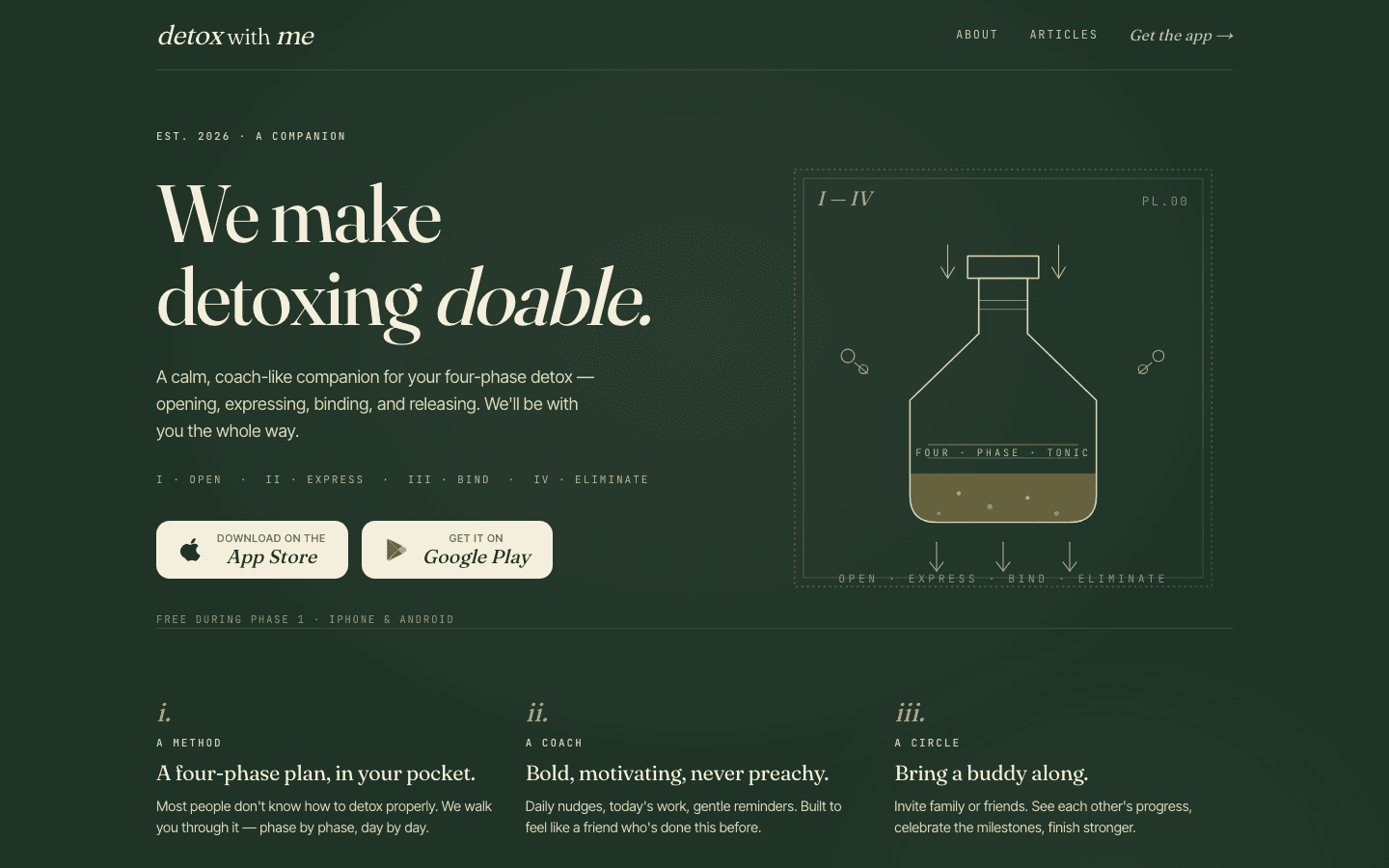 Detox with Me homepage screenshot