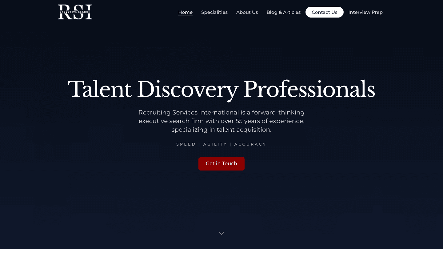 RSI Executive Search redesigned homepage